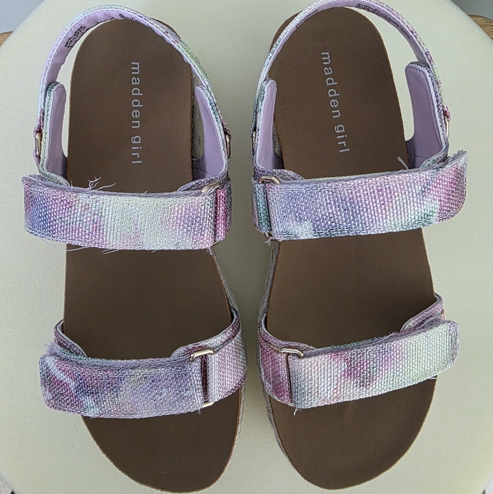 Madden Girl Teddy-T Pastel Tie-Dye Platform Velcro Sandals, Size 4 NEW IN BOX! - Picture 3 of 15